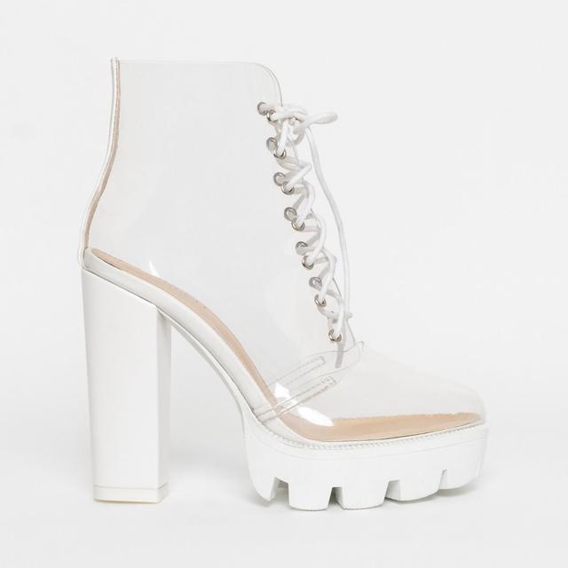 Nylah Clear White Lace Up Platform 