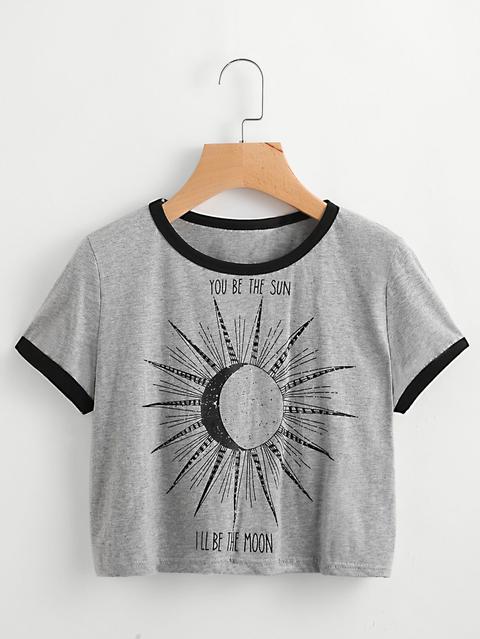 Graphic Print Ringer Tee