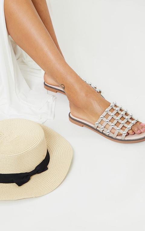 Alisa Nude Large Studded Sliders