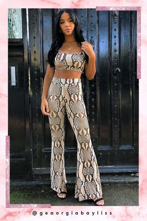 Jojo Snake Print Flared Trousers