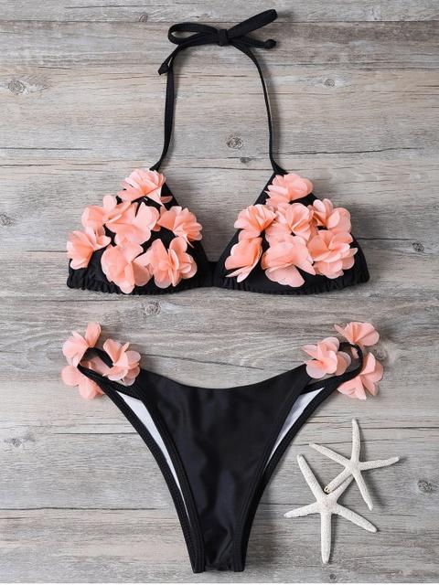 Halter Stereo Flower Bikini Cute Bathing Suit