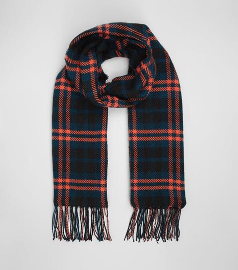 Petrol Blue Check Scarf