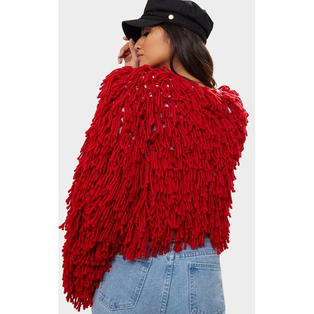 Red sale shaggy sweater