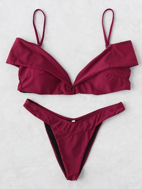 Fold Over Design Bikini Set