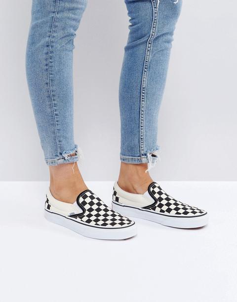 Vans Classic Slip On Trainers In Black Check