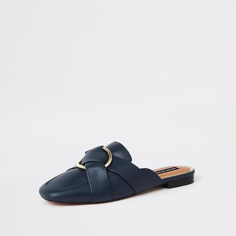 Navy backless sale loafers