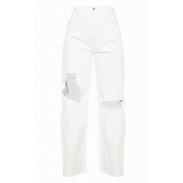 white cargo distressed baggy jeans