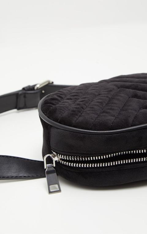 Black Velvet Chevron Quilted Bum Bag