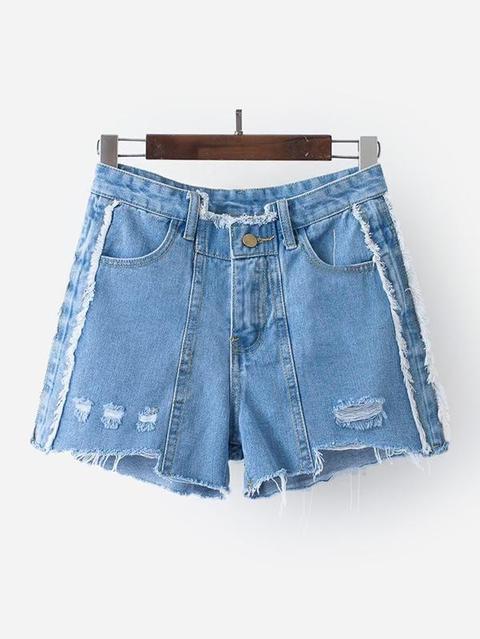 Shorts In Denim Sfilacciato