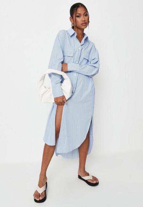 Blue Stripe Oversized Midaxi Dress, Blue