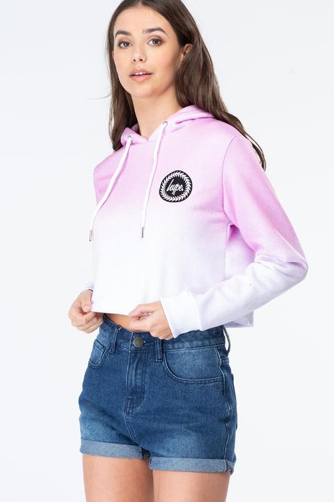 Hype Pink Speckle Fade Womens Crop Hoodie