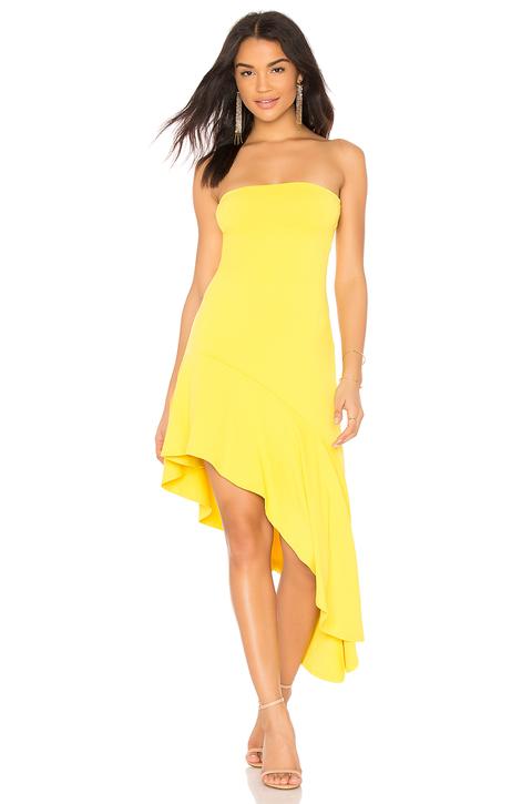 Slit Hem Strapless Dress