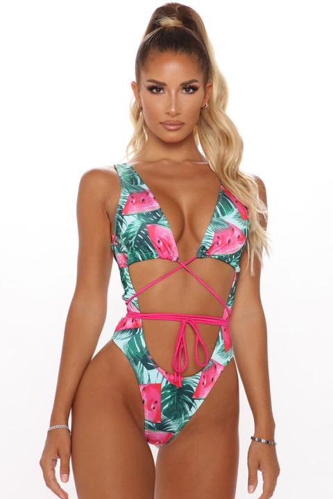 Piña Colada Mama Strappy Swimsuit - Green/combo