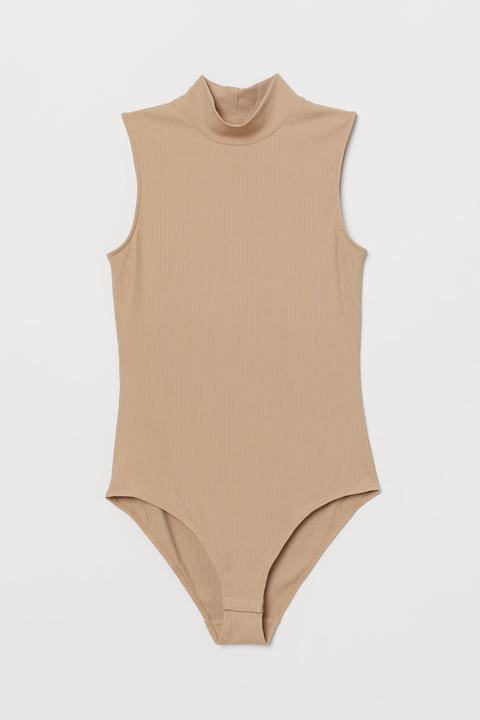 H & M - Body Con Collo A Lupetto - Beige