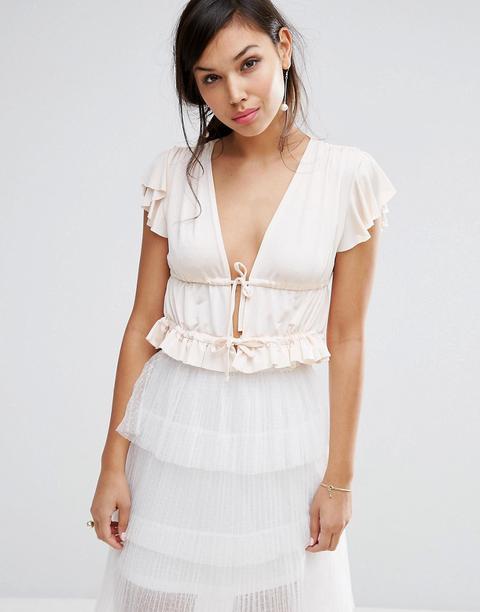 Fashion Union - Top Allacciato Davanti - Rosa