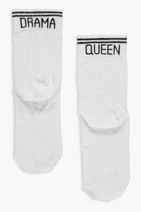 Drama Queen Slogan Sports Stripe Socks