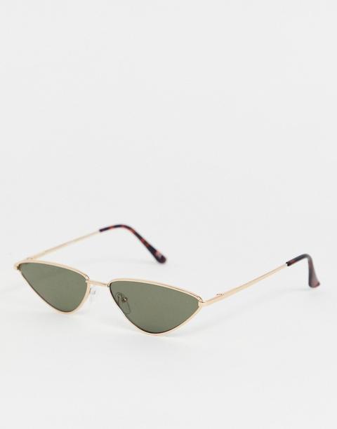 Gafas De Sol Ojos De Gato De Metal Fino En Forma De Almendra De Asos Design-dorado