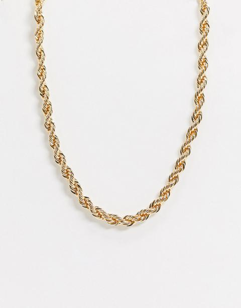 Asos Design Necklace In 7mm Rope Chain In Gold Tone