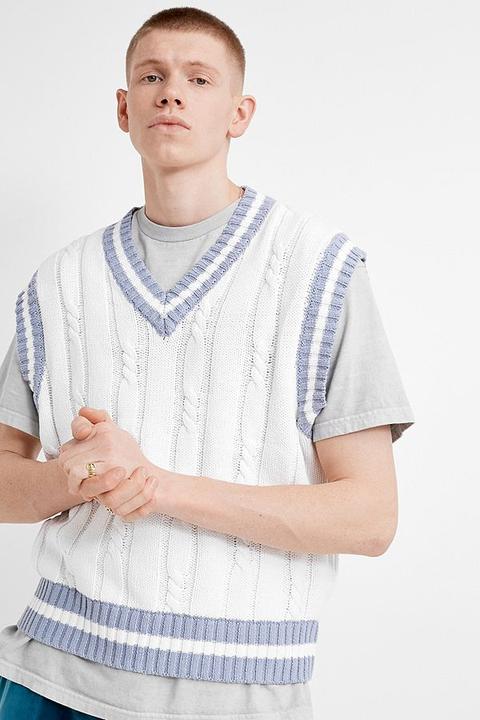 Uo Otto White Jumper Vest - White M At Urban Outfitters