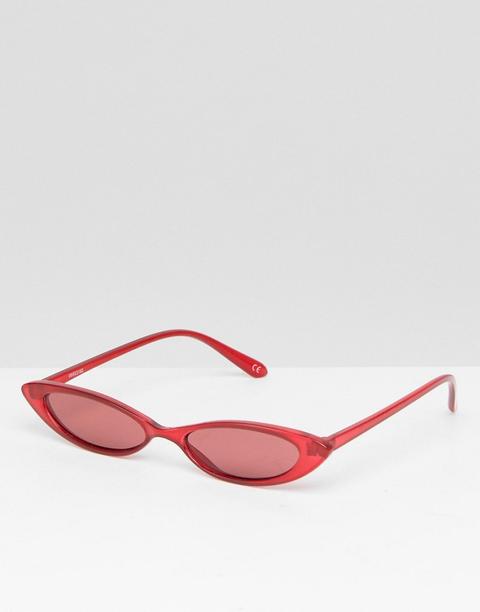 Asos Design - Occhiali Alla Moda A Occhi Di Gatto Piccoli Con Lenti E Montatura Rosso Tono Su Tono - Rosso