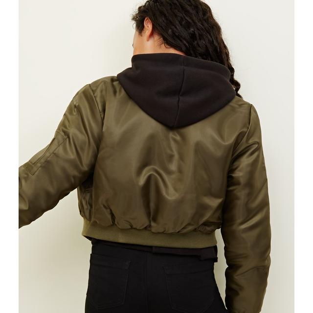 khaki cropped bomber jacket