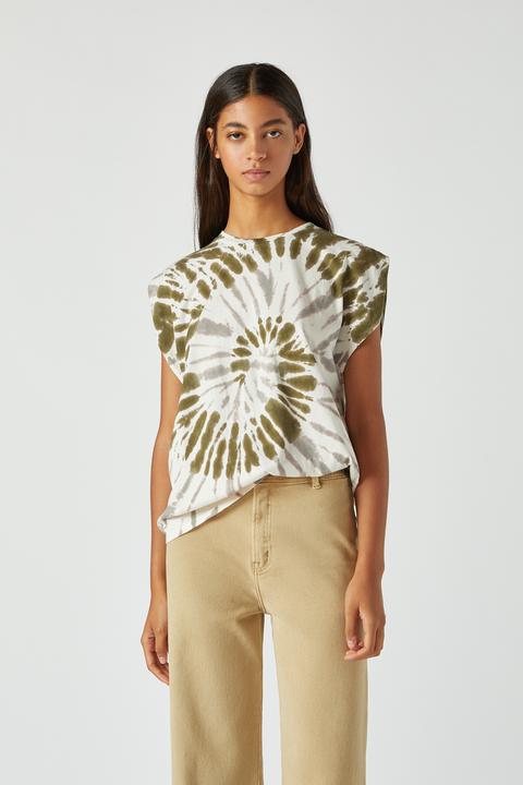 Camiseta Tie dye Verde Hombreras de Pull and Bear en 21 Buttons