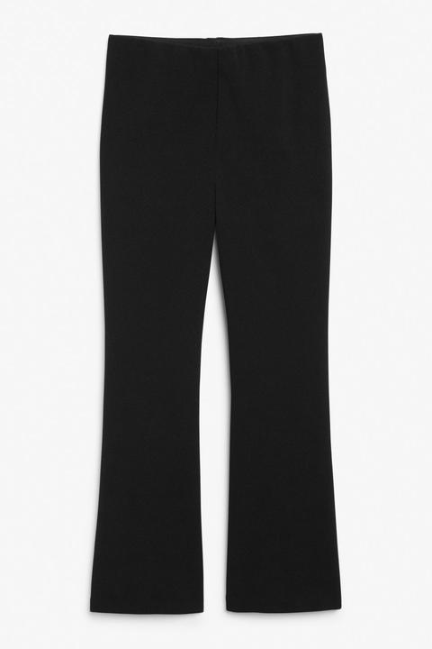 Cropped Flare Trousers - Black