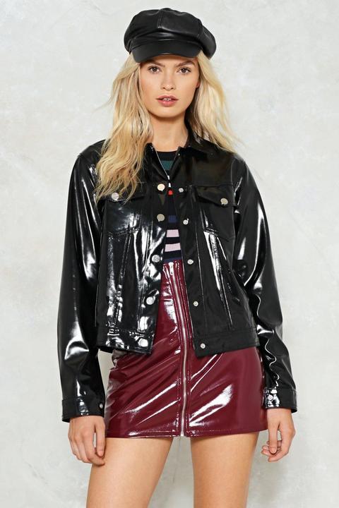 Wine And Shine Patent Vegan Leather Jacket