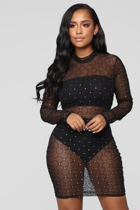 Caught Your Eye Cover Up Dress - Black