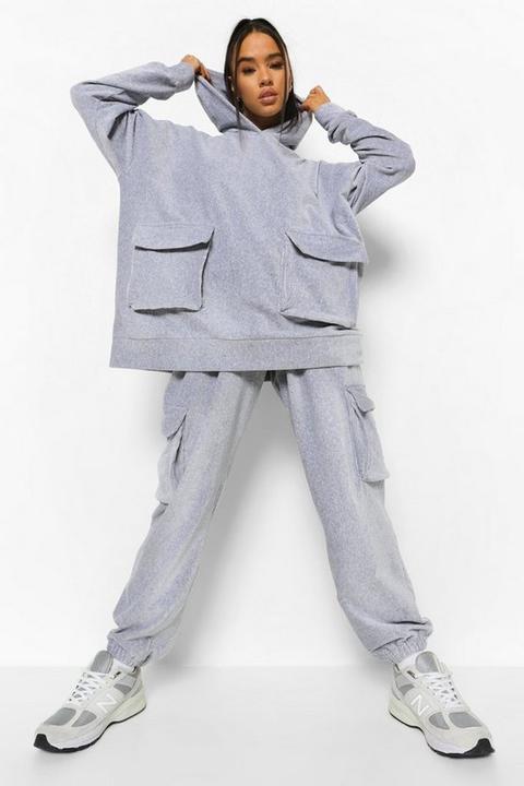 Womens Oversized Cord Utility Tracksuit - Grey - 6, Grey