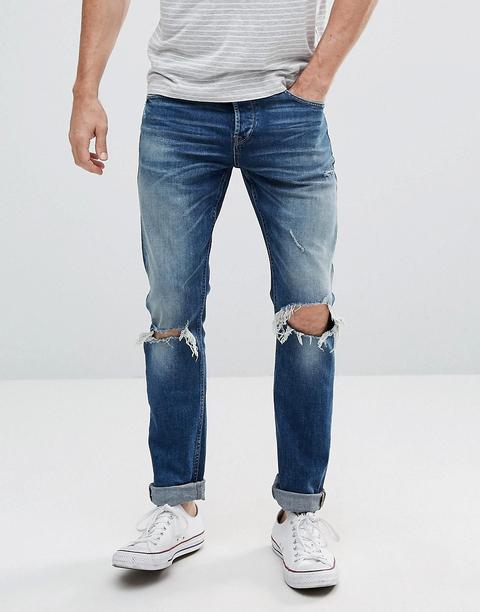 Only & Sons - Skinny-jeans Mit Knierissen - Blau