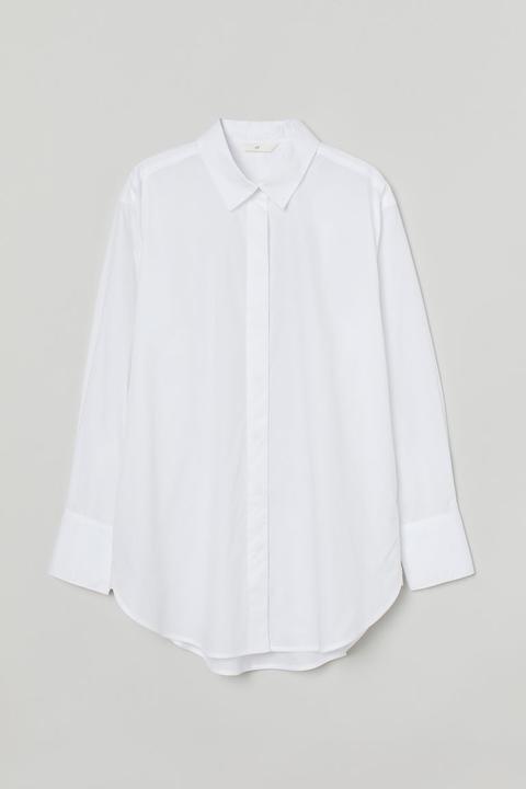 Camisa Oversize De Algodón - Blanco