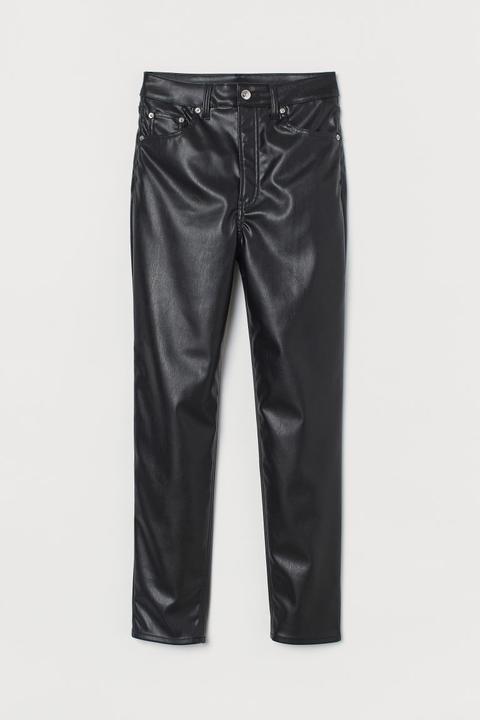 Imitation Leather Trousers - Black