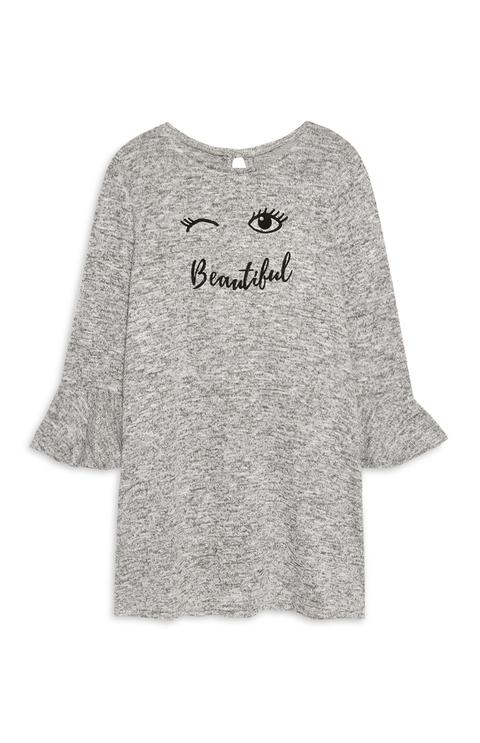 Grey Slogan Dress Jumper