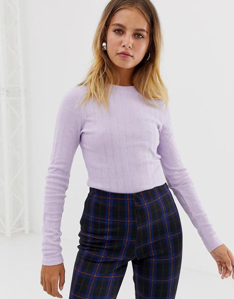 Top De Cuello Redondo En Lila De New Look