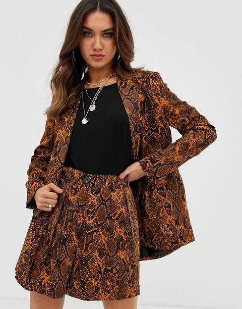 Americana De Traje Con Estampado De Serpiente Suave De Asos Design-multicolor