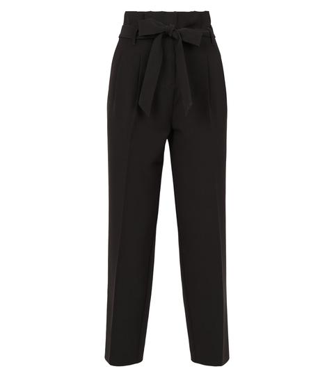 Black Tie Waist Tapered Leg Trousers New Look