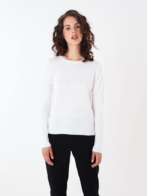 Maglia Girocollo Bianco Lana