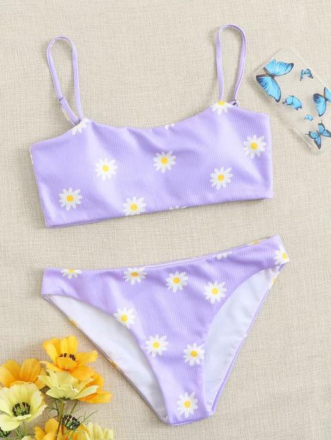 Sets De Bikini Floral Morado Dulce