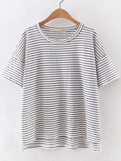 Camiseta Rayas Asimétrica Gris
