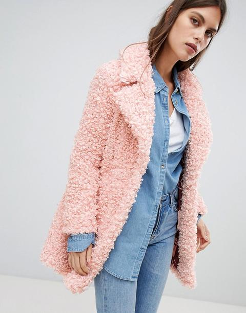 River Island - Pelliccia Sintetica Rosa - Rosa