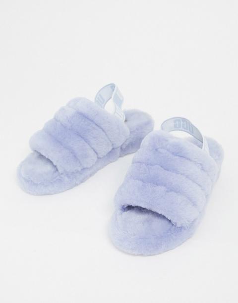 ugg fluff slippers blue