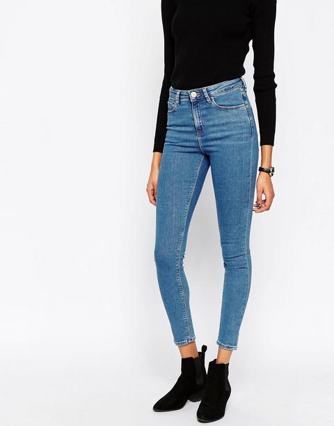 Asos Design Ridley High Waisted Skinny Jeans In Pretty Blue