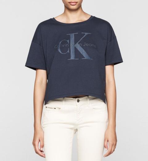 calvin klein jeans cropped t shirt with pocket logo