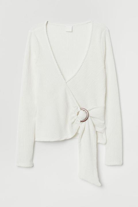 Chaqueta Arrugada De Punto - Blanco