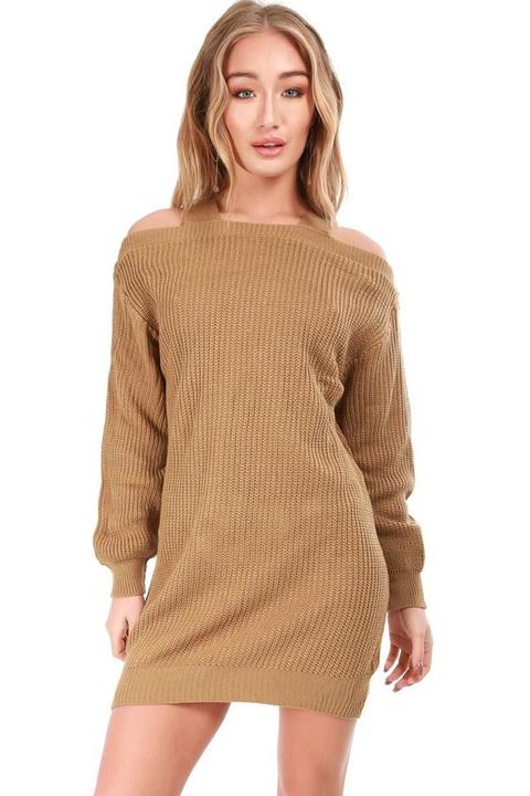 Lillie Cold Shoulder Oversized Knitted Jumper Dress