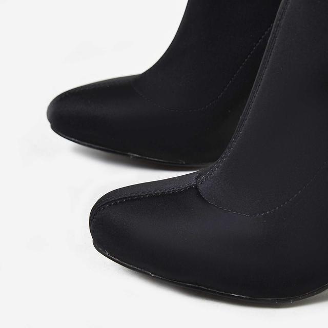hayden block heel sock boot in black lycra