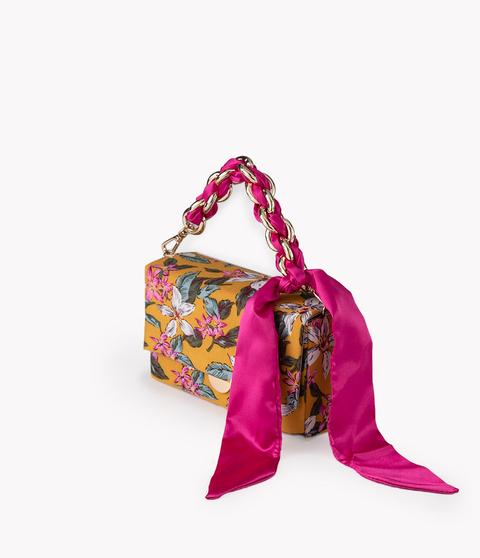 Clutch Flores Cadena Mostaza