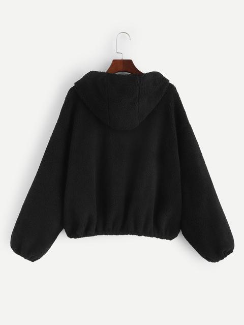 black teddy hooded jacket