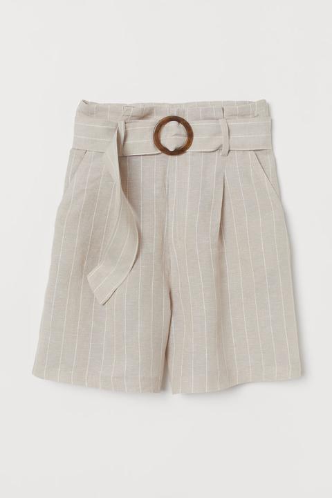 Pantalón Corto Con Lyocell - Beis